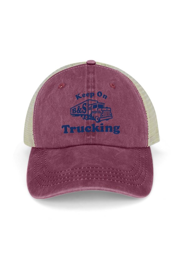 Keep On Trucking Wine Red Baseball Cap for Men Women, Adjustable Snapback Hats Trucker Hat