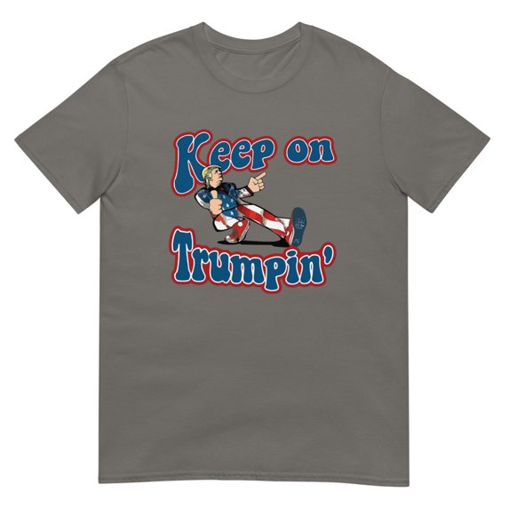 Keep On Trumpin' funny retro style Trump design vintage T-Shirt (Charcoal, 3XL)
