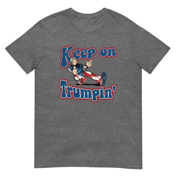 Keep On Trumpin' funny retro style Trump design vintage T-Shirt (Graphite Heather, L)