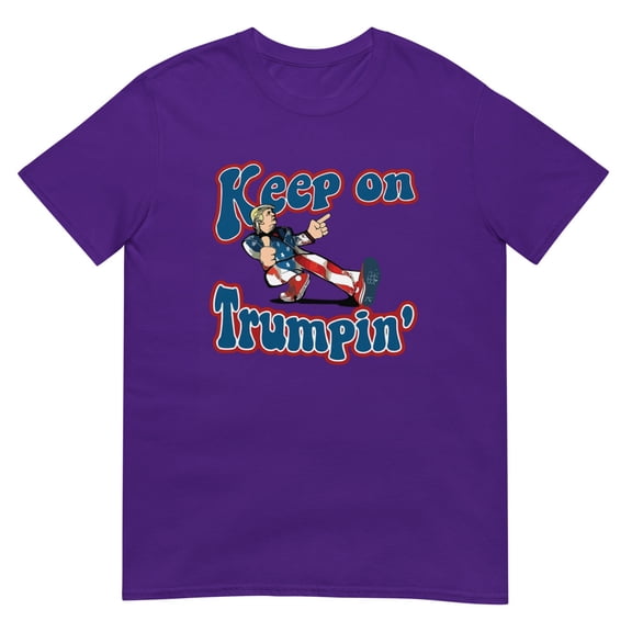 Keep On Trumpin' funny retro style Trump design vintage T-Shirt (Purple, S)