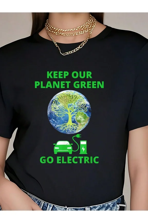 Keep Our Planet Green Go Electric Eco-Friendly Graphic T-Shirt Sustainable Earth Day EV Enthusiast Unisex Retro Cotton Tee