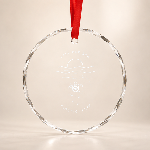 Keep Our Sea Plastic Free Glass Ornament Save The Turtles Glass Ornament