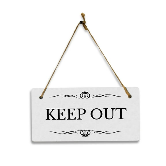 Keep Out 5" x 10" Hanging Wall or Door Sign | Rustic Twine | Stylish Business or Office Signage