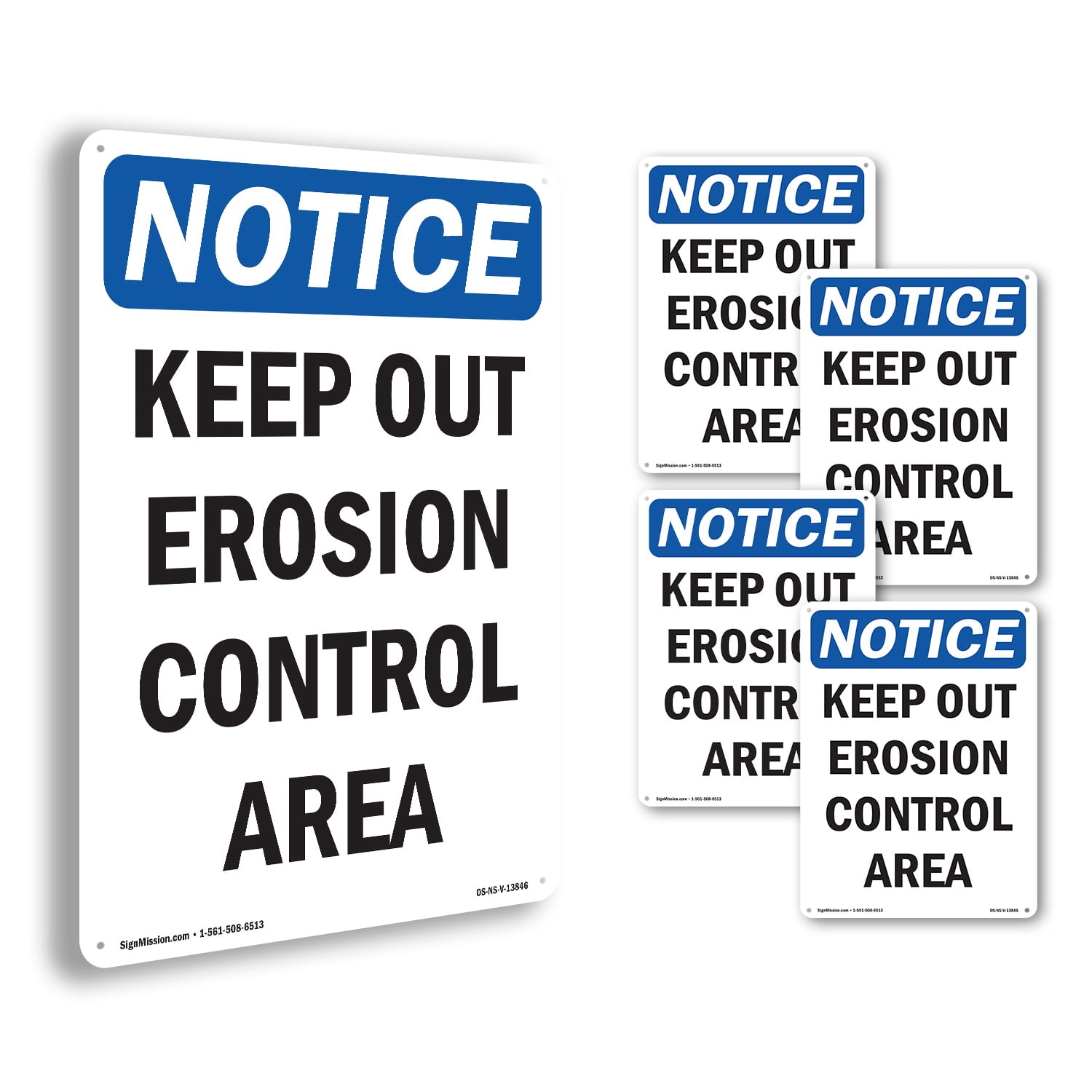 Keep Out Erosion Control Area OSHA Notice Aluminum Sign 10 Inch x 7 ...
