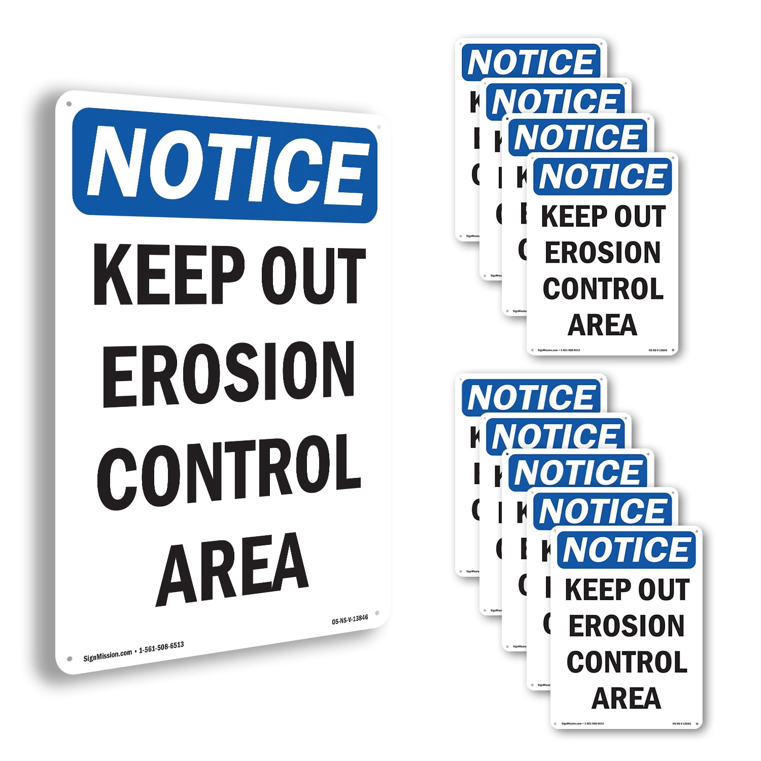 Keep Out Erosion Control Area OSHA Notice Rigid Plastic Sign 18 Inch x ...