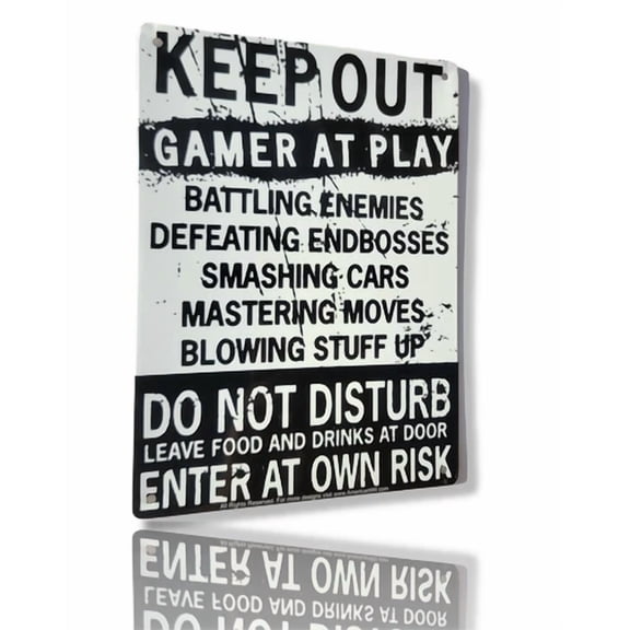 "Keep Out Gamer At Play" 8" X 12" Metal Tin Funny Bar Sign Do Not Disturb