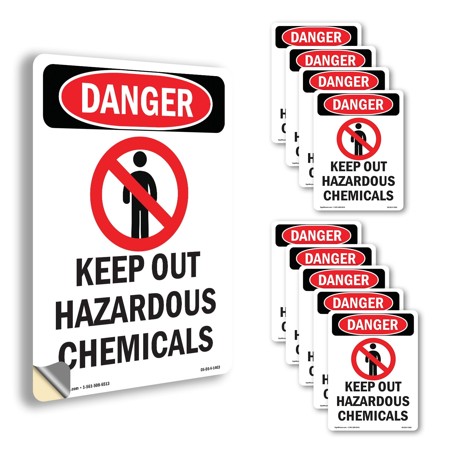 Keep Out Hazardous Chemicals OSHA Danger Vinyl Decal Label 10 Inch x 7 ...