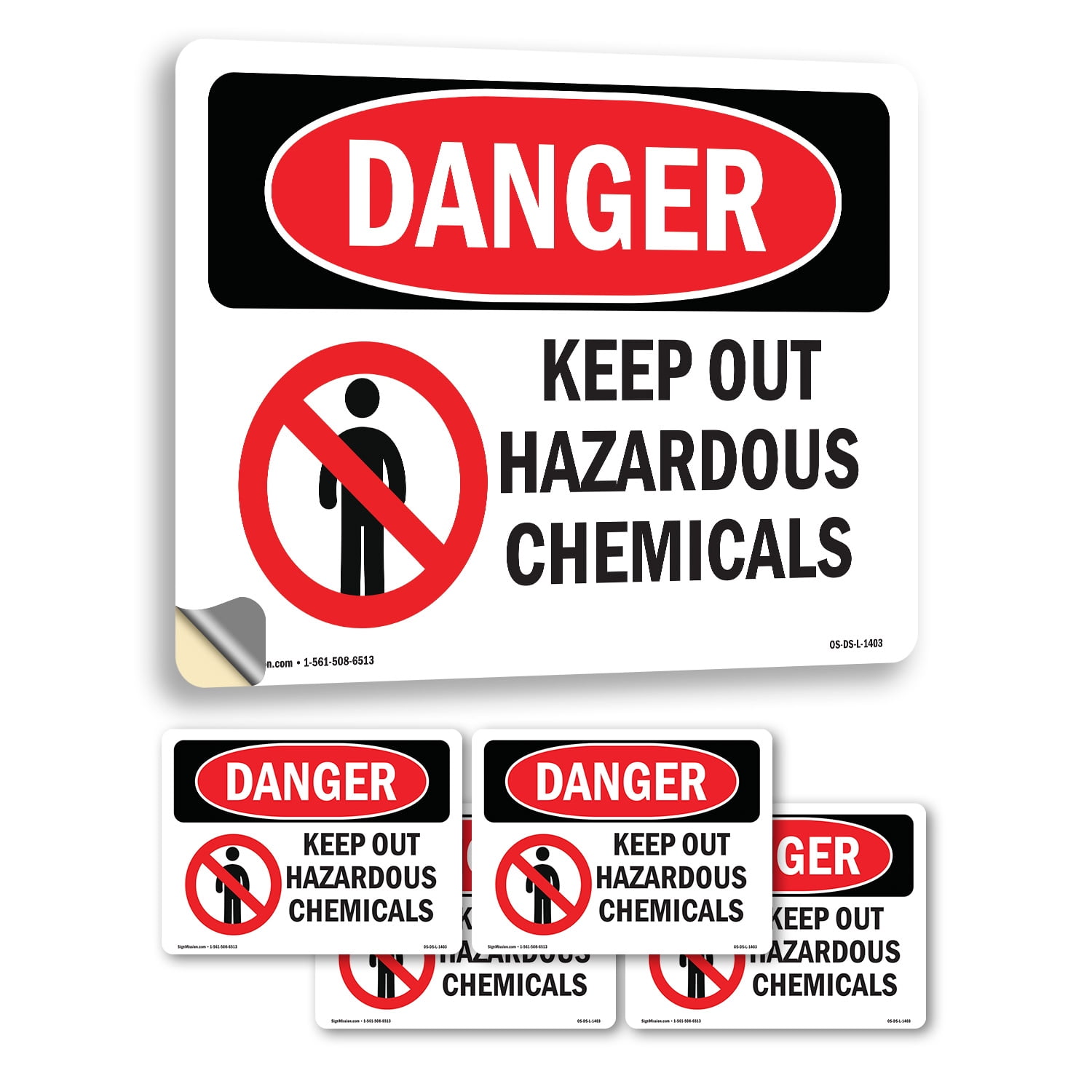 Keep Out Hazardous Chemicals OSHA Danger Vinyl Decal Label 10 Inch x 7 ...