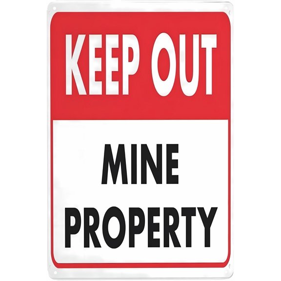 Keep Out Mine Property Sign - 8"x12" Vintage Metal Warning Sign, Restriction Decor for Home Farm Bar Coffee Shop Club Mining Area Outdoor