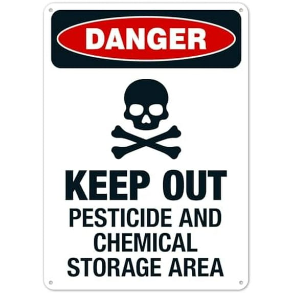 Keep Out Pesticide And Chemical Storage Area Sign,Danger Safety Signs Metal Tin Sign 8x12 Inch Clear Warning for Home & Busines