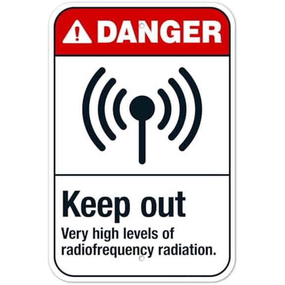 Keep Out Very High Levels Of Radiofrequency Radiation Metal Sign 8 x 12 Inch for Warehouse, Industrial Area, Office Building