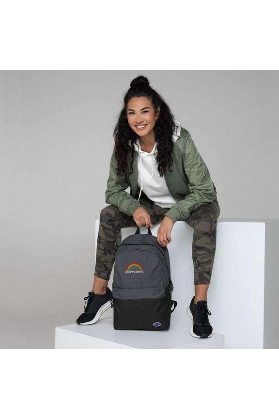 Keep Pushing Embroidered Champion Backpack