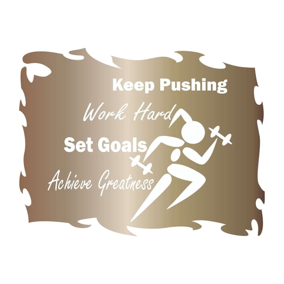 Keep Pushing Word Hard Set Goals Gym Fitness Inspiring Quote Design Wall Art Sticker Designs Vinyl Stickers For Home House Walls Rooms Windows Bedroom Decoration Size (12x12 inch)