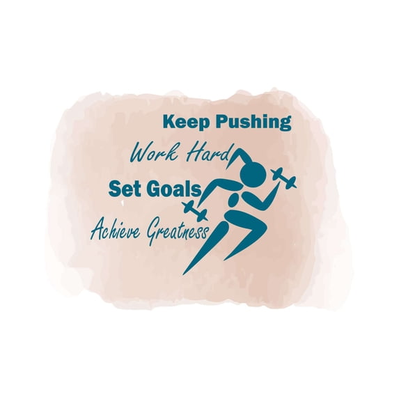Keep Pushing Work Hard Work Hard Set Goals Motivational Quote Wall Design Wall Art Sticker Designs Vinyl Stickers For Home House Walls Rooms Windows Bedroom Decoration Size (26x26 inch)