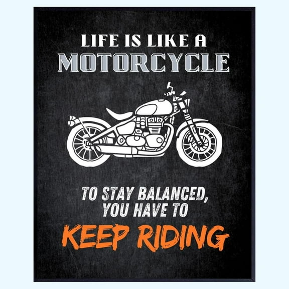 Keep Riding Motorcycle Wall Art Motivational Garage Decor, Biker Quote Poster, Gift for Motorcycle Lovers
