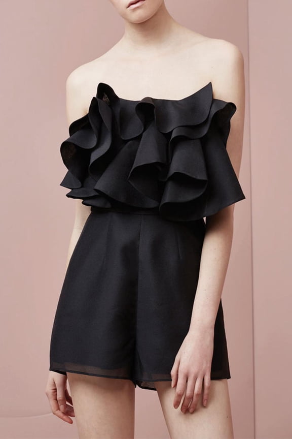 Keep Sake Keepsake Black Ruffle Lost Lover Playsuit (M)