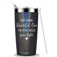 thumbnail image 1 of Keep Shining Beautiful One The World Needs Your Light - Funny Inspirational Birthday Gifts for Women, Her, Friends, Sisters, Coworkers, Daughter Gifts Insulated Tumbler 20 oz Glitter charcoal, 1 of 6