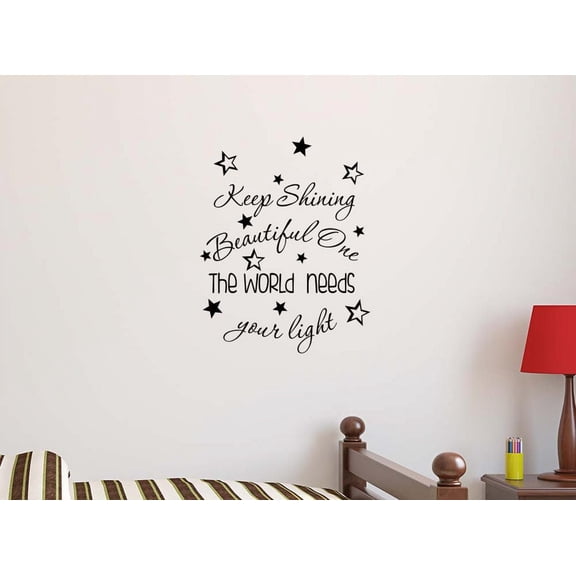 Keep Shining Beautiful one The World Needs Your Light 18 X 23 Vinyl Wall Quote Decal Sticker Nursery Art Corinthians Stars Decor Motivational Inspirational Lettering