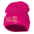thumbnail image 1 of Keep Shining Embroidered Long Knitted Beanie - Magenta OSFM, 1 of 5