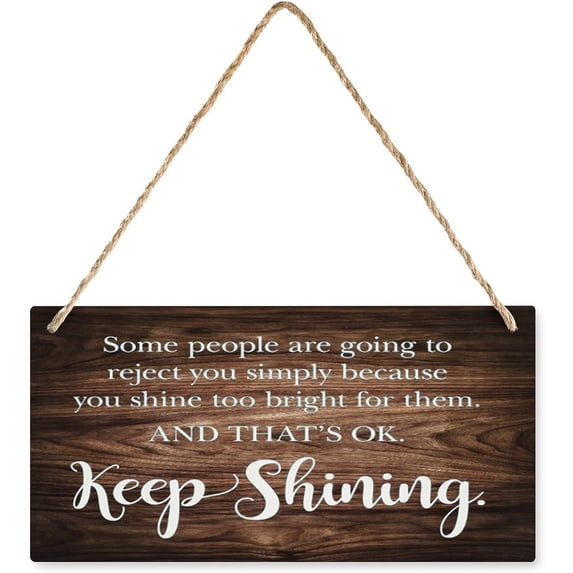 Keep Rigjht Sign Keep Shining Inspirational Wooden Sign, Rustic Plaque for Room Front ...