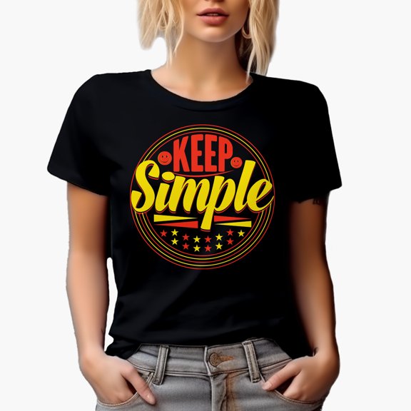 Keep Simple, Simplicity Quote, Black T-Shirt, Small