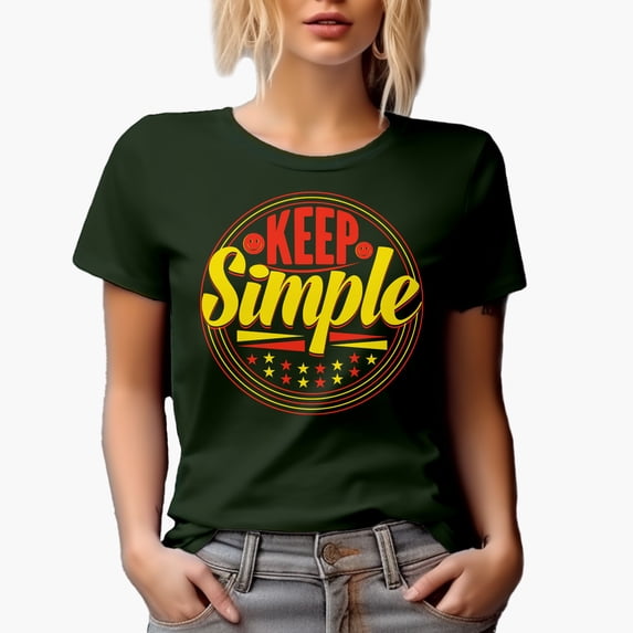Keep Simple, Simplicity Quote, Military Green T-Shirt, Large