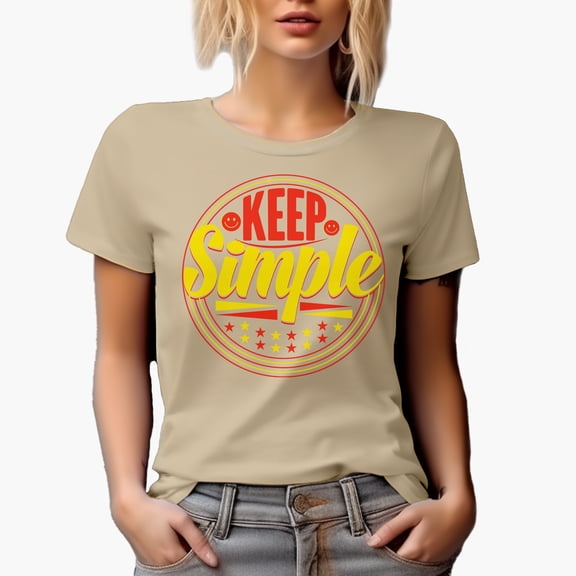 Keep Simple with Smiling Faces, Inspirational, Tan T-Shirt, Large
