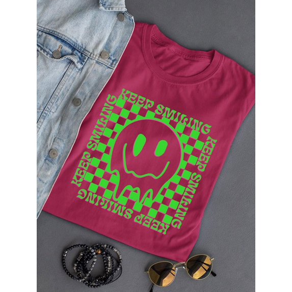 Keep Smiling Drip Face Crop Tee Women's -SelectDesign Designs