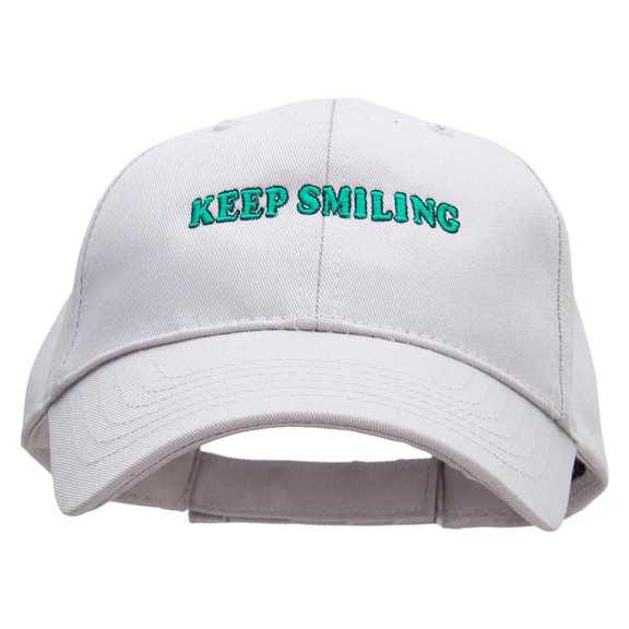 Keep Smiling Embroidered Low Profile Structured Cap - Grey OSFM