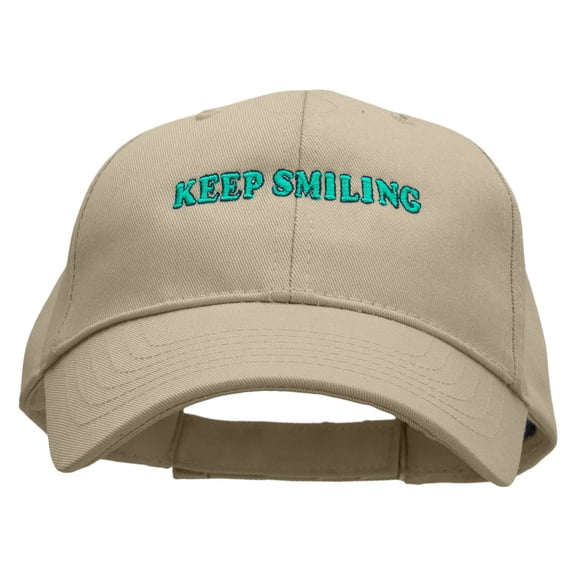 Keep Smiling Embroidered Low Profile Structured Cap - Khaki OSFM