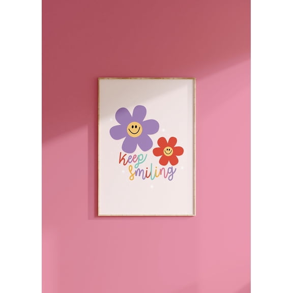 Keep Smiling Happy Flowers Poster, Unframed Size 16x24
