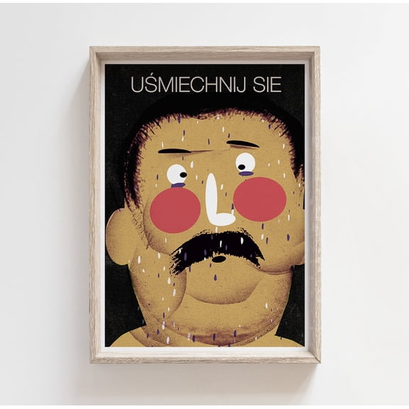 Keep Smiling Original Moustache Aesthetic Wall Decor Print, Unframed Canvas 12x16in