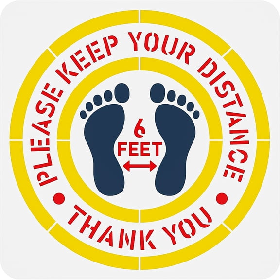 Keep Social Distance Drawing Stencil 12x12 Footprints Floor Sign Decoration Template for Painting on Scrapbook Fabric Floor FurnitureDIY