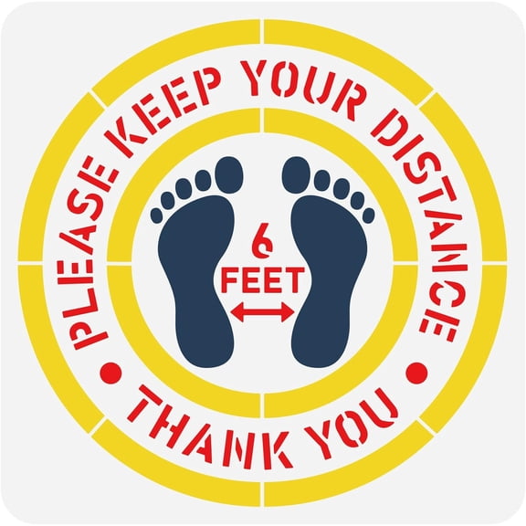 Keep Social Distance Drawing Stencil 12x12 Footprints Floor Sign Decoration Template