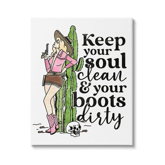 Keep Soul Clean & Boots Dirty Phrase Novelty Graphic Art Gallery Wrapped Canvas Print Wall Art