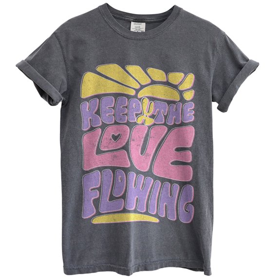 Keep The Love Flowing Fun Graphic Tee T-Shirts for Women Men, Short Sleeve Tops - Vintage Pepper
