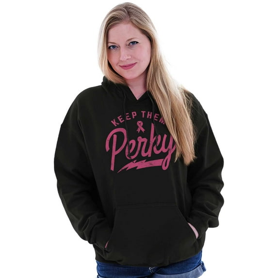 Keep Them Perky Breast Cancer BCA Hoodie Sweatshirt Women Brisco Brands L
