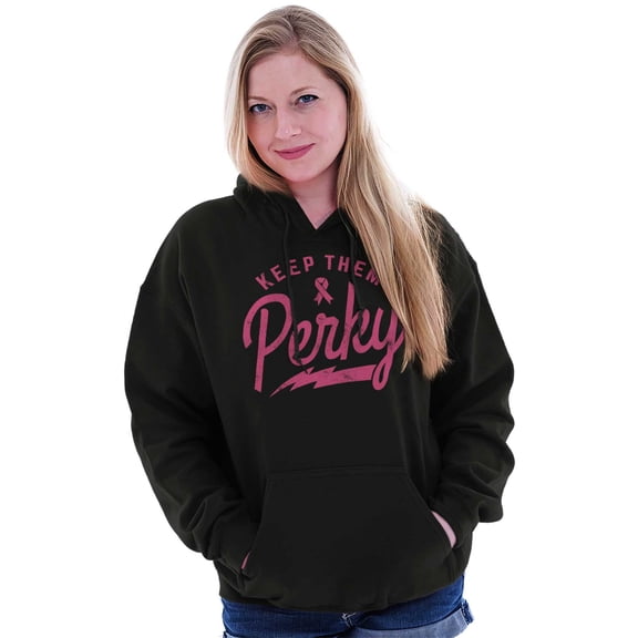 Keep Them Perky Breast Cancer BCA Hoodie Sweatshirt Women Brisco Brands L