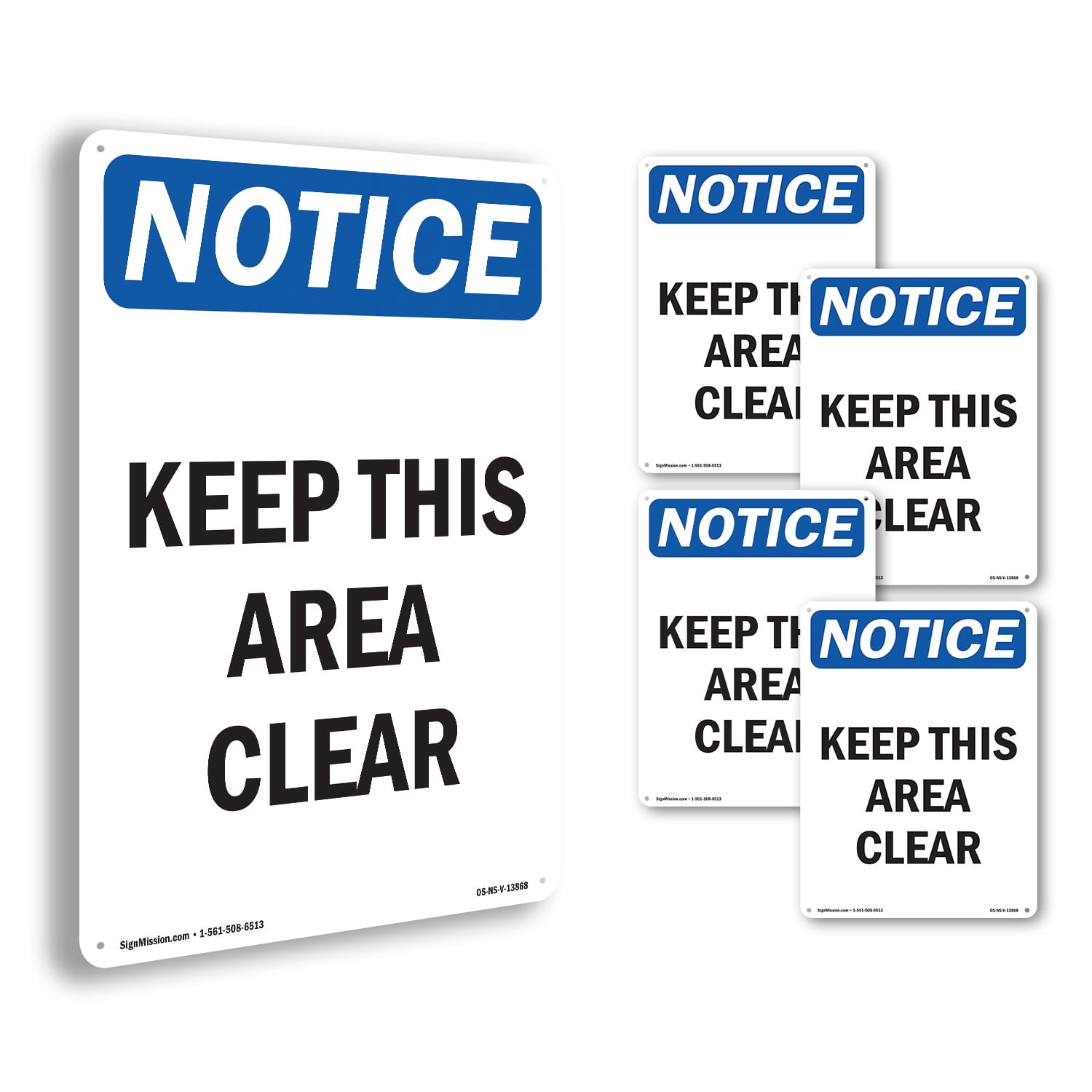 Keep This Area Clear OSHA Notice Rigid Plastic Sign 24 Inch x 18 Inch ...