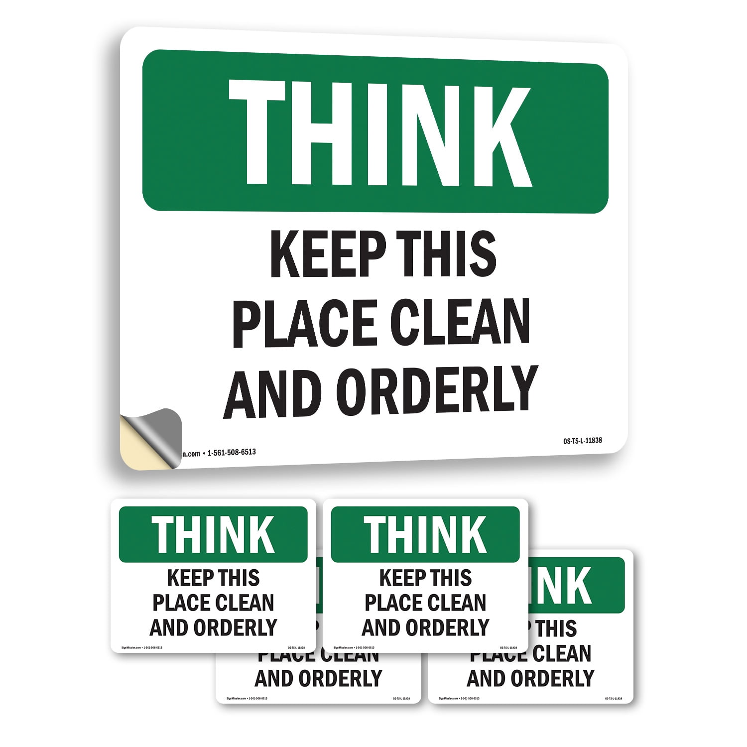 Keep This Place Clean And Orderly OSHA Think Vinyl Decal Label 10 Inch ...