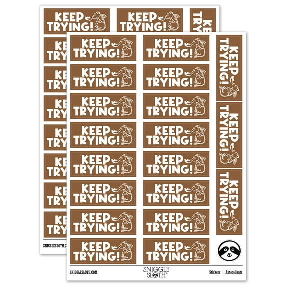 Keep Trying Dragon Teacher Student School Sticker Set - Brown - Matte Finish - 2.00" Large