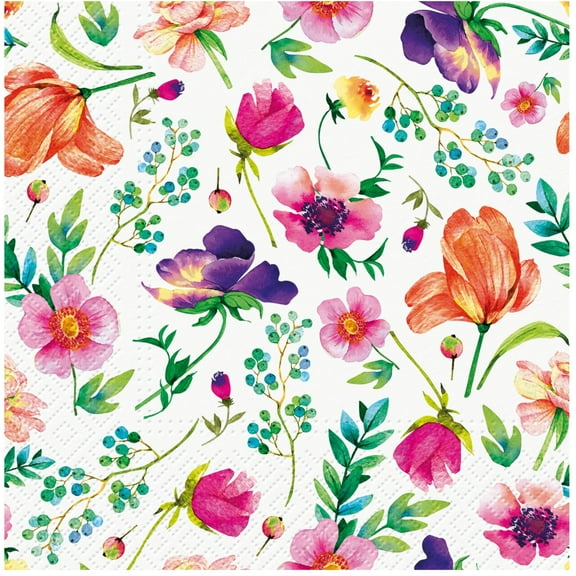 Keep Unique Birthday Flower Paper Napkins, Decoupage Napkins, Assorted Color, 20/Pack