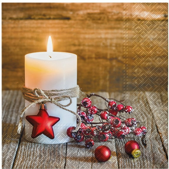 Keep Unique Christmas Candle Decorative Paper Napkins, Assorted Color, Pack/20