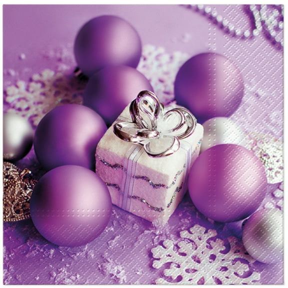 Keep Unique Christmas Paper Napkins, Disposable Purple Decorative Decoupage Napkin, Pack/20