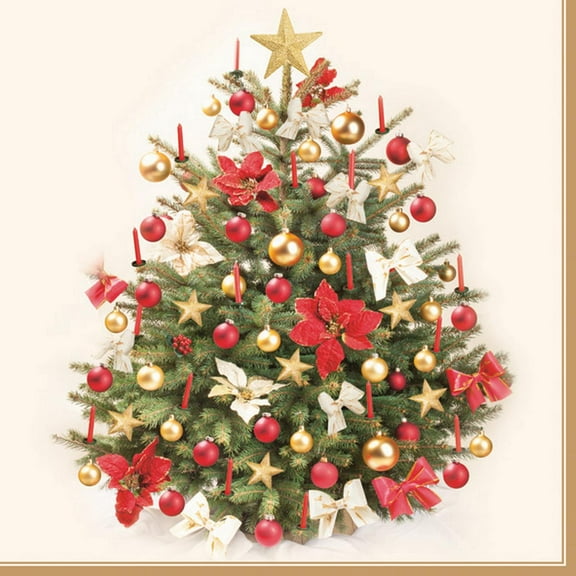 Keep Unique Christmas Tree Paper Napkins, Disposable Party Holiday Napkins, Assorted Color, 20/Pack