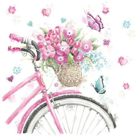 Keep Unique Decoupage Bicycle Flowers Napkins, Luncheon Decorative Flower Napkin, Assorted Color, 20/Pack