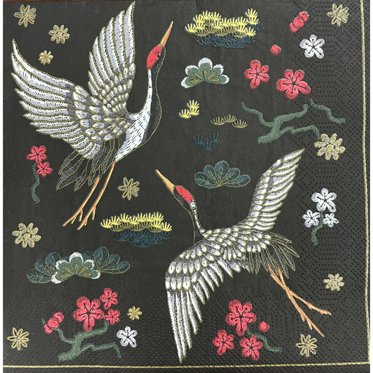Keep Unique Decoupage Birds Luncheon Napkins Black/Silver - 20-Pack, Assorted Colors, Size: One size, Red