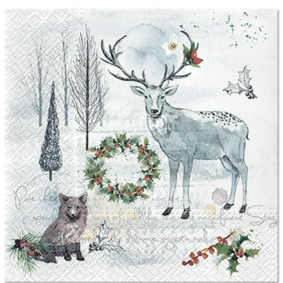 Keep Unique Deer Christmas Luncheon Decorated Luncheon Paper Napkins, Assorted Color, 20/Pack