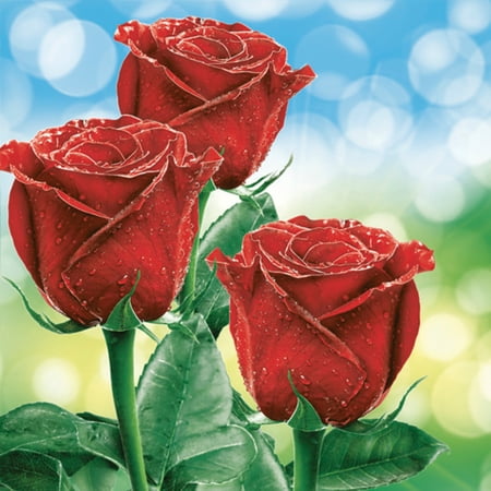 Keep Unique Disposable Paper Napkins, Floral Luncheon Party Napkins, Red Rose Napkins, 20/Pack