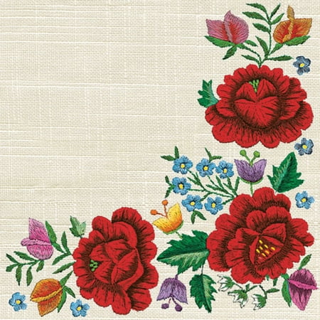 Keep Unique Everyday Folk Rose Napkins, Spring Decoupage Napkins, Assorted Color, 20/Pack